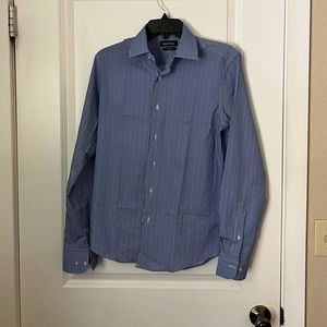 Nautica blue checkered polyester Dress Shirt